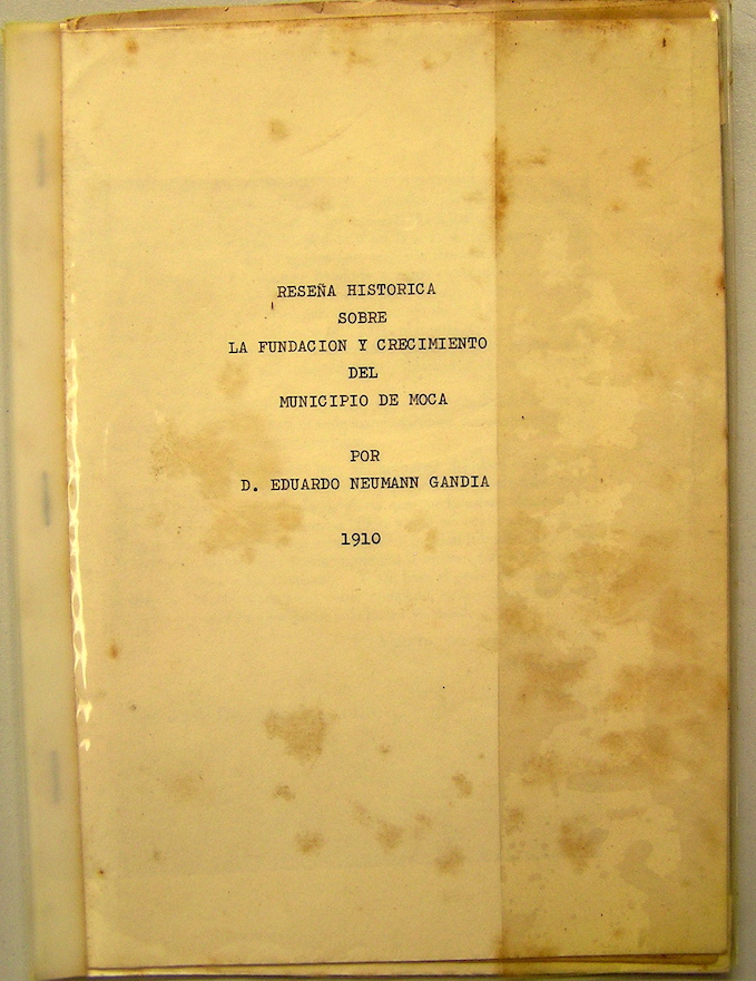 Cover of pamphlet by Neumann Gandia on Moca
